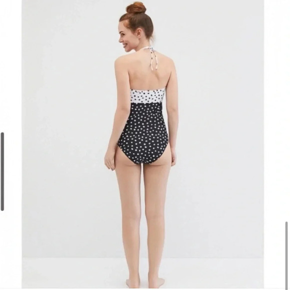 NWT Motherhood Maternity Beach Bump, One Piece Halter Polka Dot Swimsuit - Picture 3 of 9